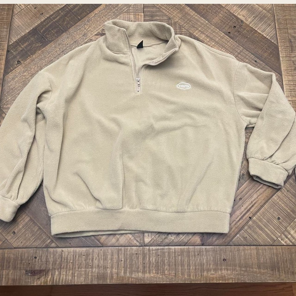 Men's Khaki Zip-Up Sweater